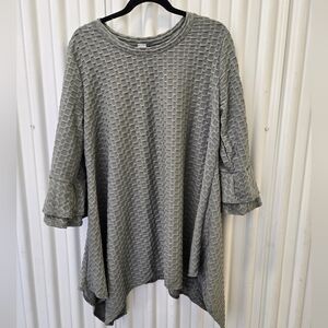 NWOT Chic Textured Women's Blouse in Sage Green / Grey